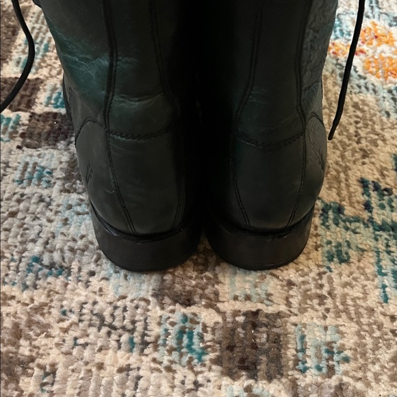 Dark Green Leather Boots - Picture 3 of 6